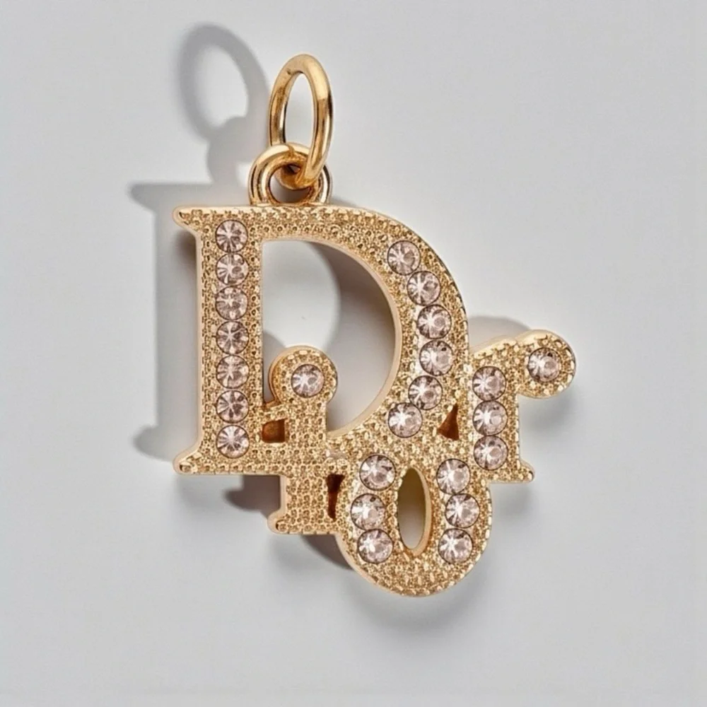DIOR Authentic Gold and Crystals Pendant for Necklace NEW - Picture 4 of 10
